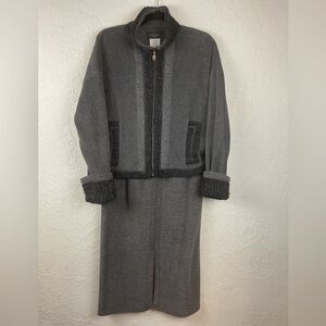 Krakerz 2 Piece Black Gray Fleece Jacket & Maxi Skirt Set Size Large